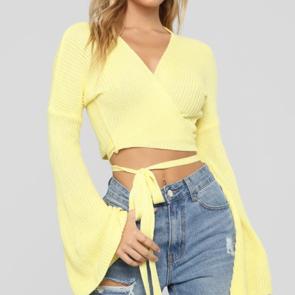 Fashion Nova Tops - Just Like that Cropped Sweater - Yellow